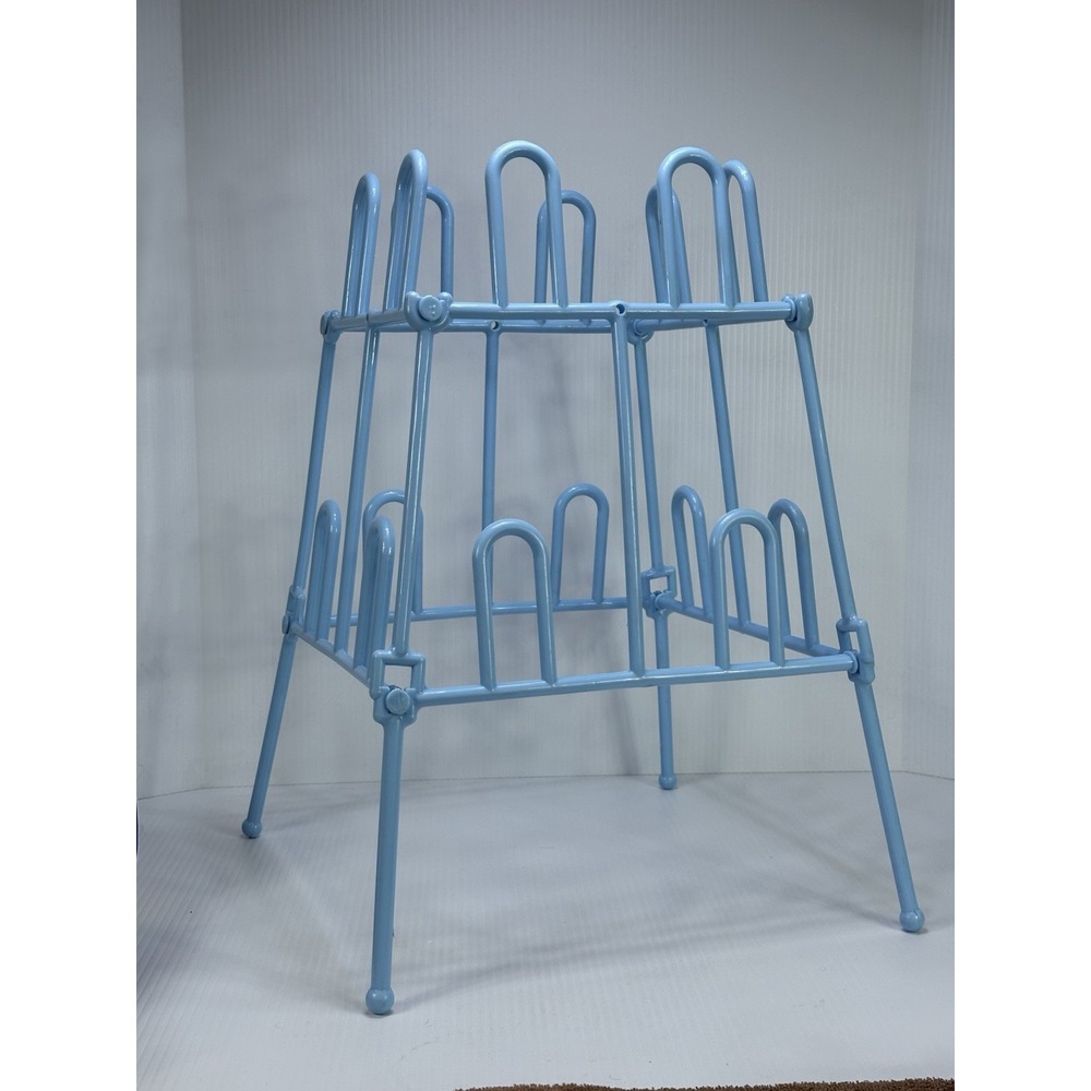Vintage Yaffa Style Shoe Rack Organizer Basic Line USA Baby Blue 1980s Plastic